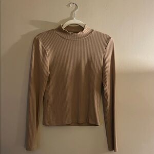 GAP Ribbed Beige Long Sleeve Top